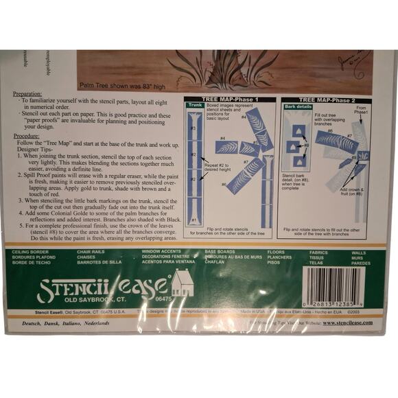 Home Decor Stencil Ease Palm Tree Jeannie Serpa New & Sealed Instructions J-843 - Picture 4 of 5
